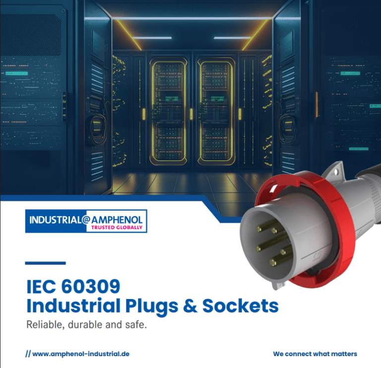 Folleto de conectores industriales IEC 60309 (Amphenol Industrial – inglés)