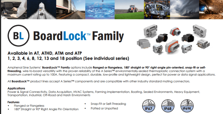 Familia BoardLock™: Conectores Wire-to-Board (Amphenol Industrial – inglés)